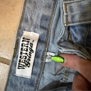 Western Fringe Light Blue Denim Jeans